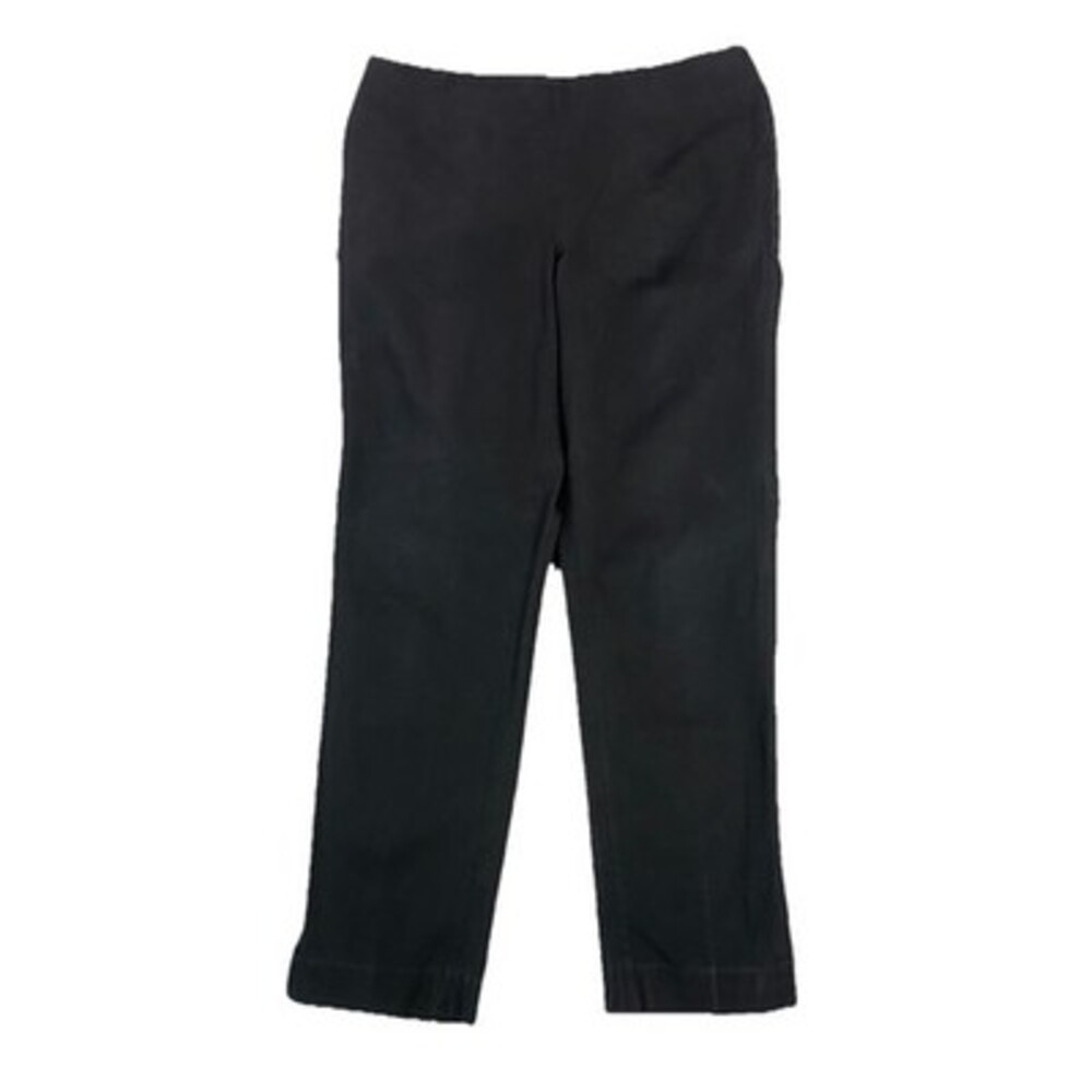 Brunello‎ Cucinelli Slim Chino Pants Women's 12 Black Side Zip Cotton Stretch
